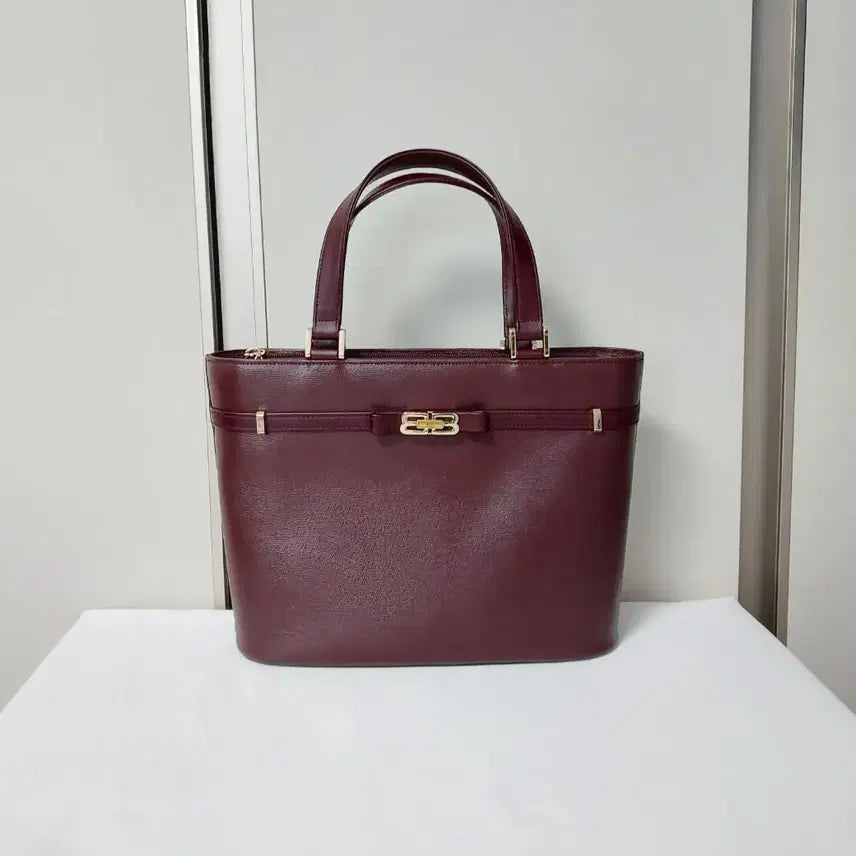 [BUNJANG] Balenciaga 00's Leather Tote Bag / 발렌시아가 BB로고 사피아노 레더 버건디 토트백