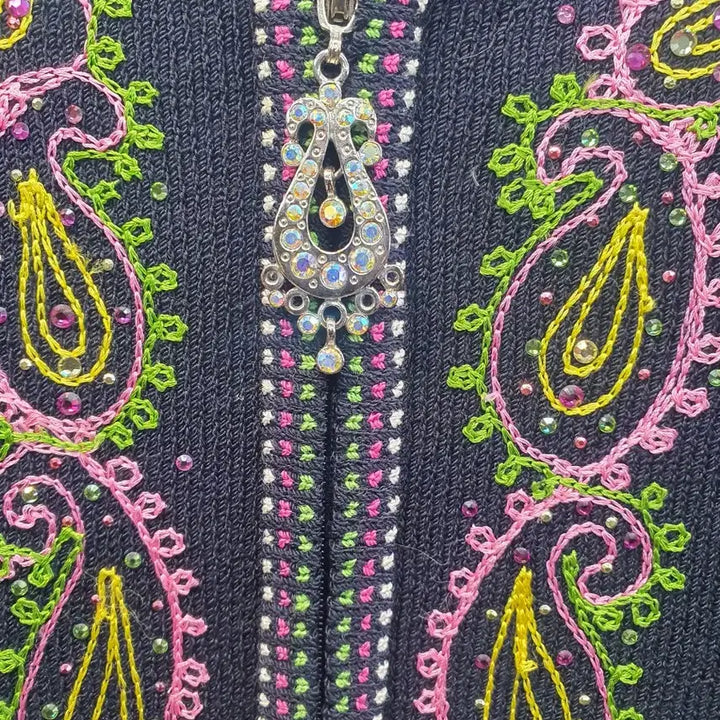 [BUNJANG] NEW MA POLLARI Beaded Embroidery Cardigan / NEW MA POLLARI 고급 비즈 자수 가디건 (77~88)