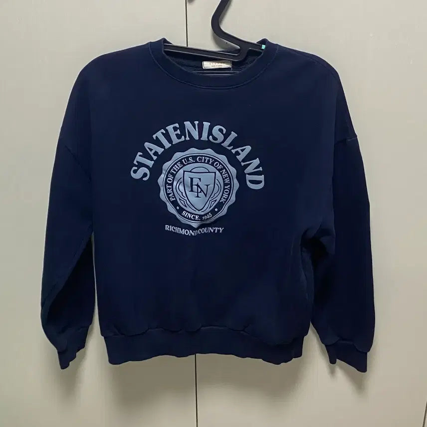 [BUNJANG] Navy Fleece Sweatshirt / 네이비 기모 맨투맨