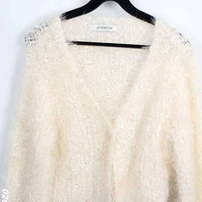 [BUNJANG] F Attention V-Neck Cardigan / 여성F/ 어텐션 뽀송뽀송 브이넥가디건