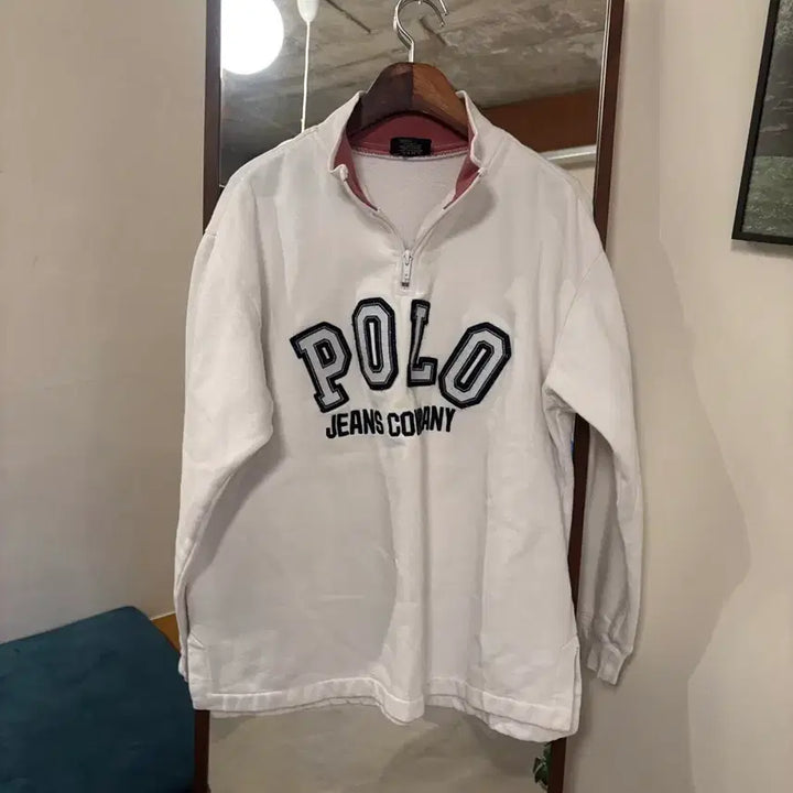 [BUNJANG] Polo Jeans White Half-Zip Sweatshirt / 폴로 진스 흰색 하프집업 맨투맨