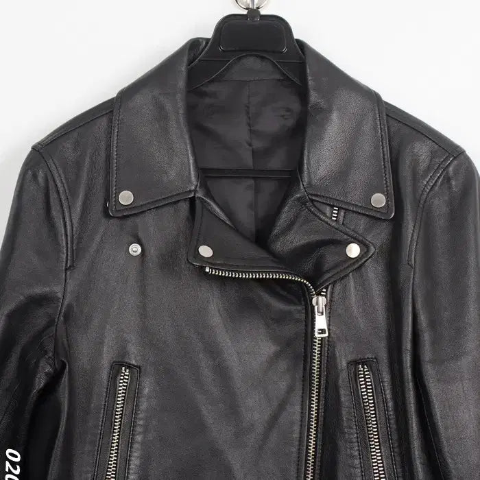 [BUNJANG] Leather Jacket / 여성S/ 벨티드 리얼 양가죽 레더자켓