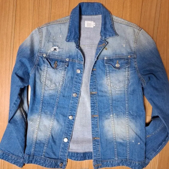 [BUNJANG] Hand-Painted Denim Jacket / 새상품 데미지스판 핸드페인팅 데님 청자켓