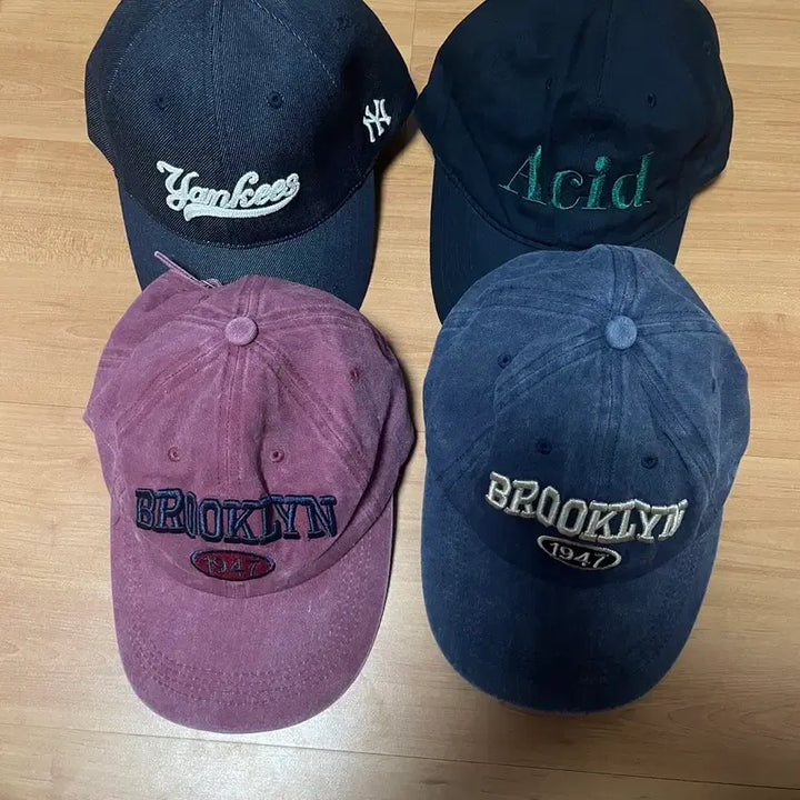 [BUNJANG] MLB New York Yankees Denim & Acid Baseball Cap Bundle Set / 볼캡 모자 4종 일괄(mlb 데님 뉴욕양키즈, acid 보세)