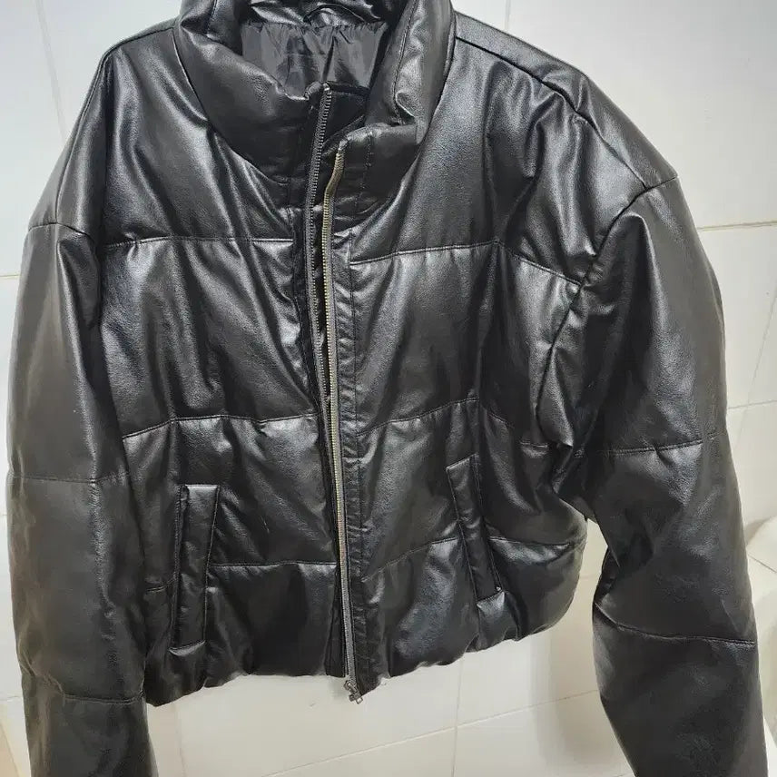 [BUNJANG] 8 Seconds Leather Padded Jacket 105 / 8세컨즈 가죽패딩자켓 105