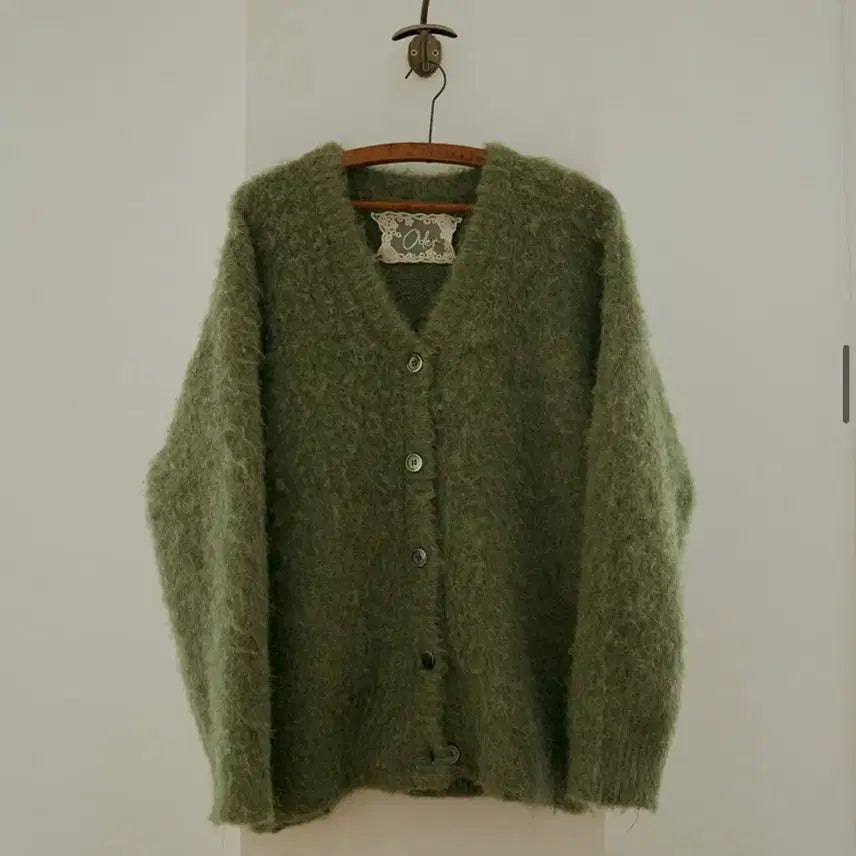 [BUNJANG] Audier Heavy Brush Wool Cardigan - Olive / 오디에르 헤비브러쉬 울 가디건 올리브