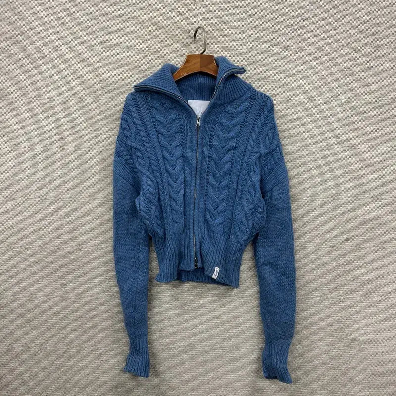 [SOLD OUT] 빈티지 투웨이 울 꽈배기 니트 집업 가디건 F M11405