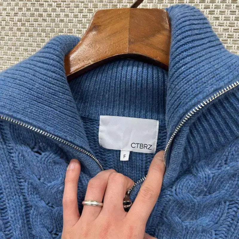 [SOLD OUT] 빈티지 투웨이 울 꽈배기 니트 집업 가디건 F M11405