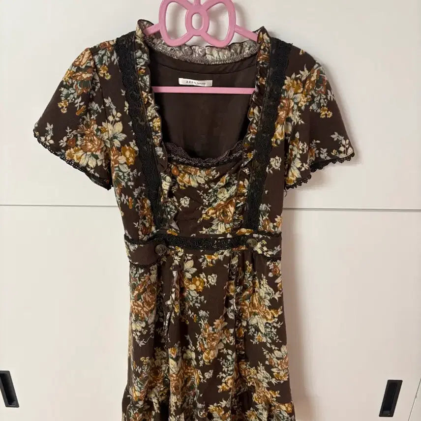 [BUNJANG] Axis Farm Flower Pattern Brown Dress / 엑시즈팜액시즈팜플라워패턴브라운원피스오네히메갸루빈티지일브양지뢰펑크고스프릴레