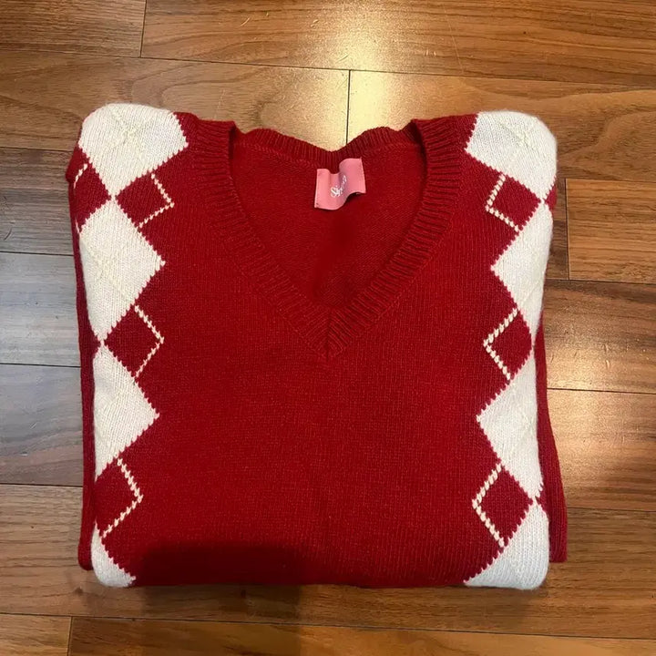 [BUNJANG] Sienne 25FW Argyle Knit / 시눈 25fw 아가일니트 레드