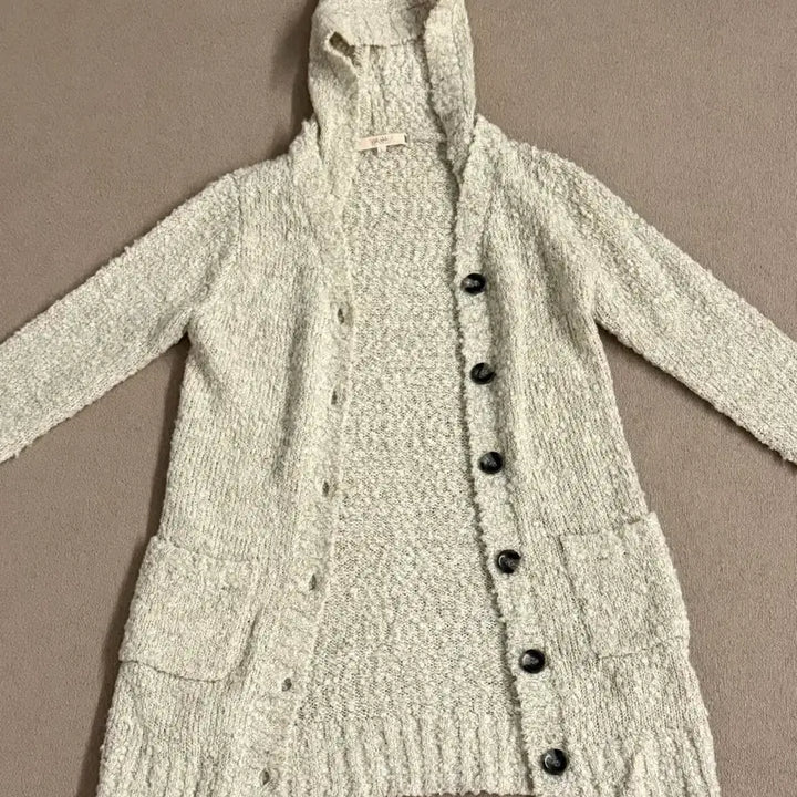 [BUNJANG] Vintage Ivory Hooded Knit Cardigan / 빈티지 아이보리 후드 니트 가디건