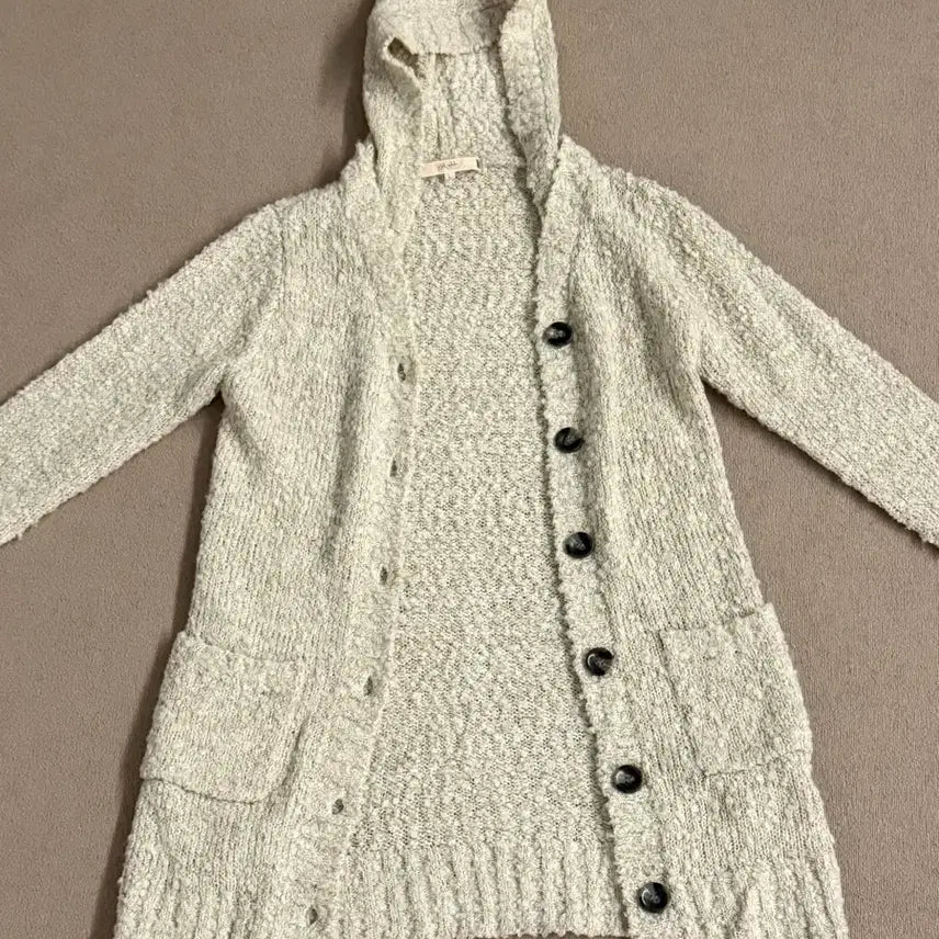 [BUNJANG] Vintage Ivory Hooded Knit Cardigan / 빈티지 아이보리 후드 니트 가디건