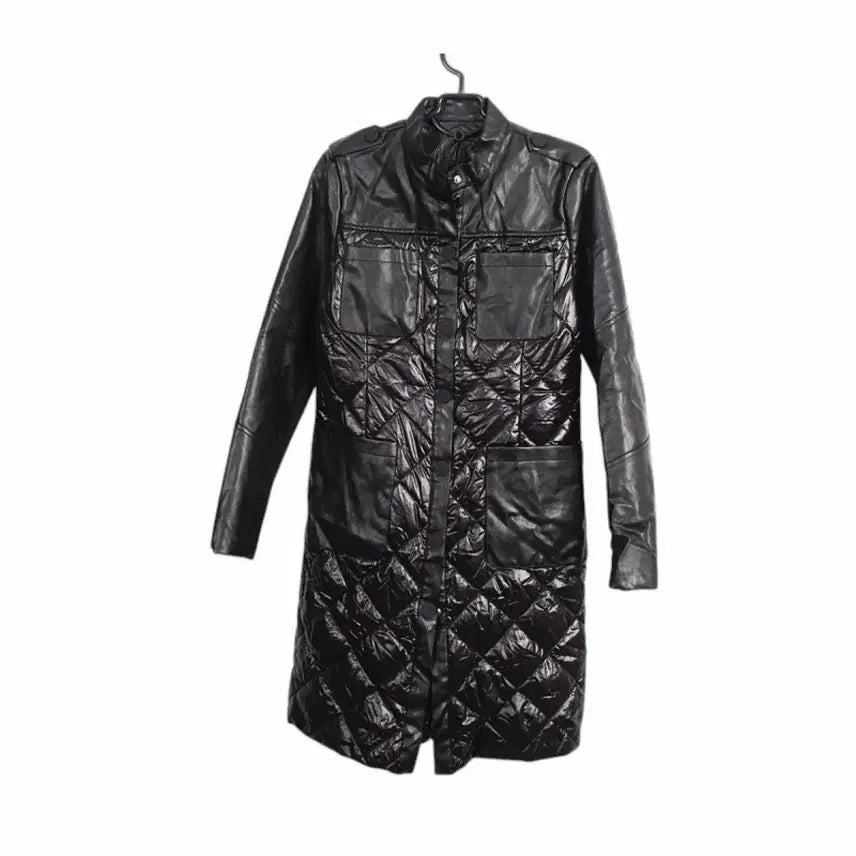 [BUNJANG] CLASSICE Quilted Glossy Long Jacket BK / A-14 CLASSICE 여성 퀼팅 유광 롱자켓BK 빈티지킹