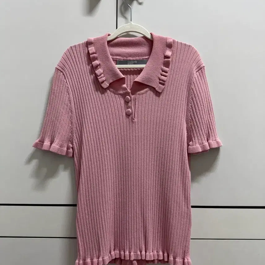 [SOLD OUT] 새상품 에잇세컨즈 핑크 프릴 반팔 니트