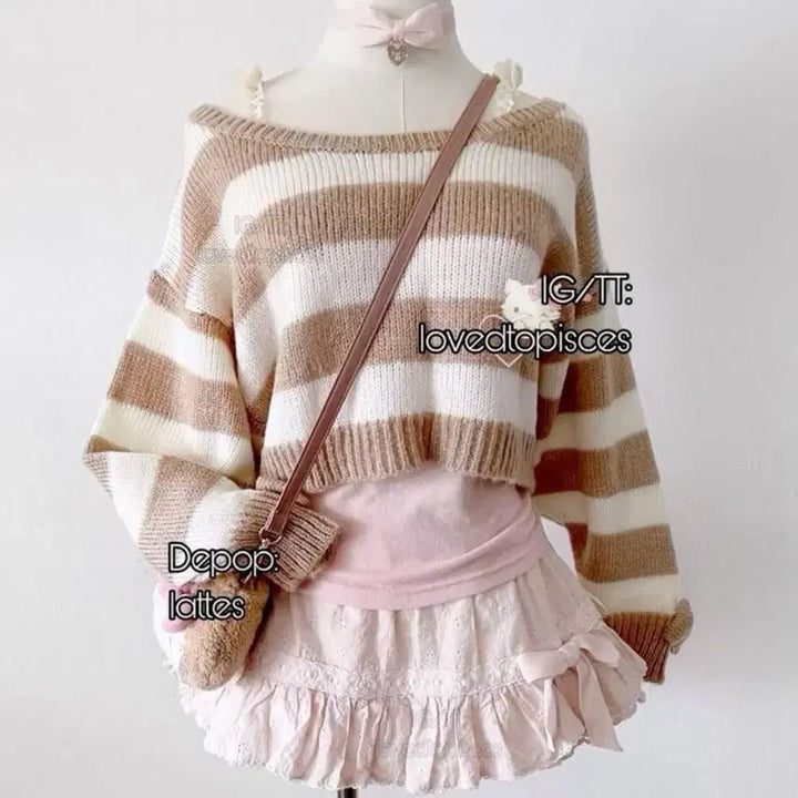 [BUNJANG] Lizlisa Latte Gal Knit Sweater / 리즈리사 Lizlisa 라떼갸루 니트 갸루 히메 로걀 달천 리본 오네