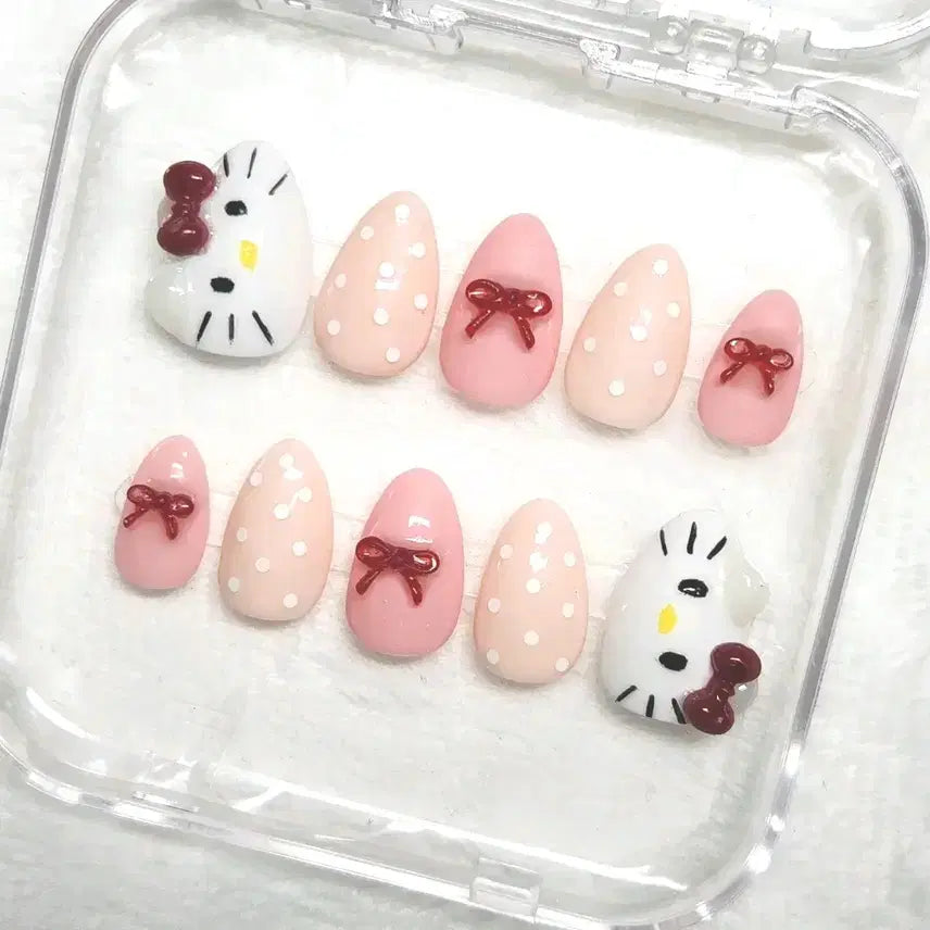 [BUNJANG] Handmade Kitsch Kitty Nail Tips / [수제네일팁] 키치가로키티네일팁