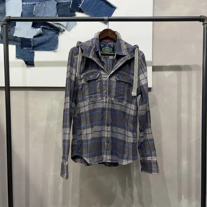 [BUNJANG] Superdry Vintage Checkered Layered Shirt / (100) 슈퍼드라이 빈티지 후드 레이어드 체크 셔츠 남방