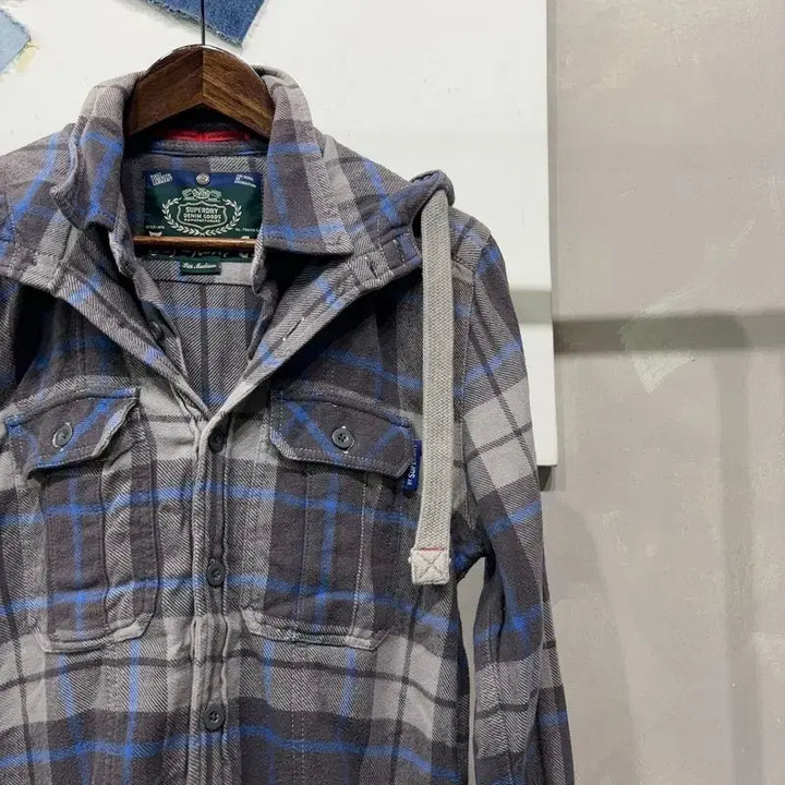 [BUNJANG] Superdry Vintage Checkered Layered Shirt / (100) 슈퍼드라이 빈티지 후드 레이어드 체크 셔츠 남방