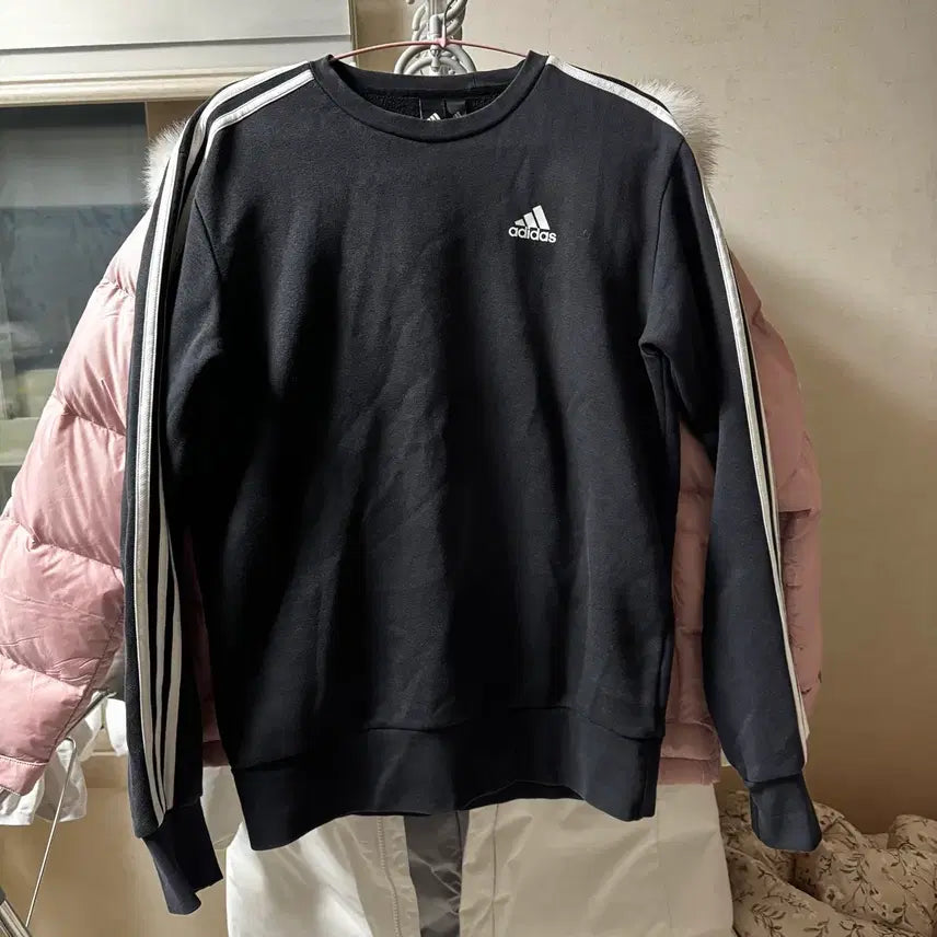[BUNJANG] Adidas Black Crewneck Sweatshirt / 아디다스 삼선 블랙 맨투맨 티셔츠