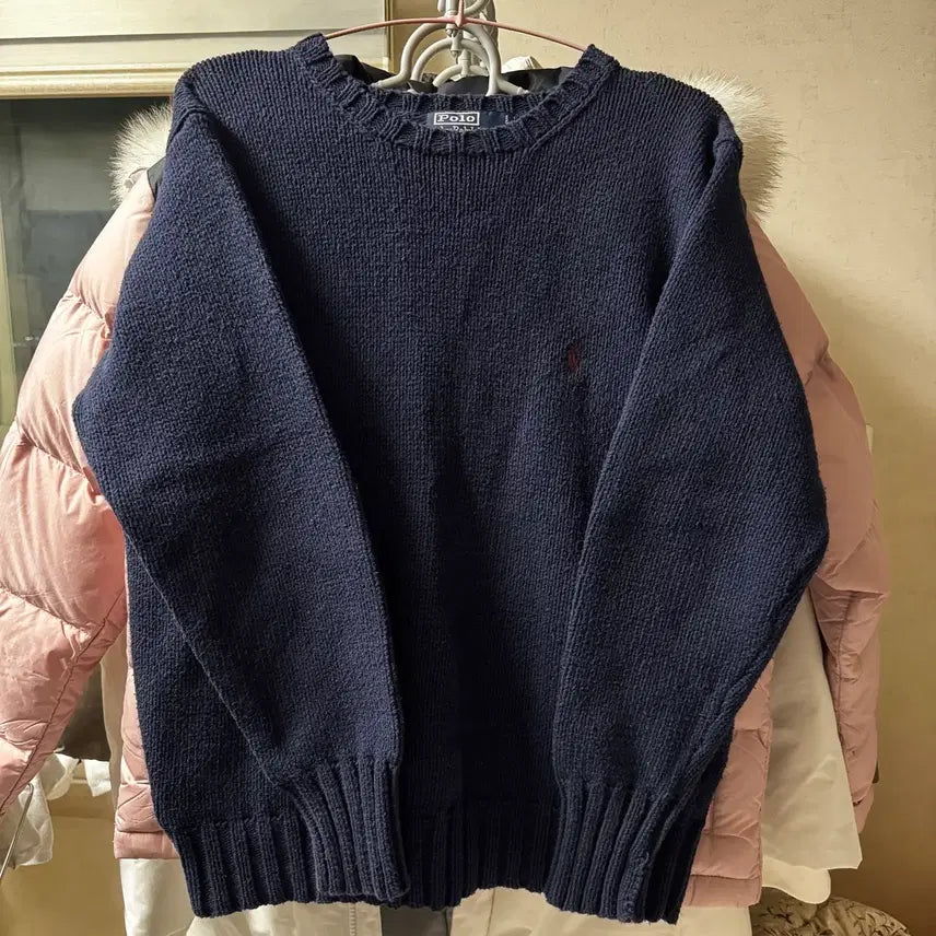 [BUNJANG] Polo Ralph Lauren Navy Knit Sweater / 폴로 네이비 니트 브라운포니