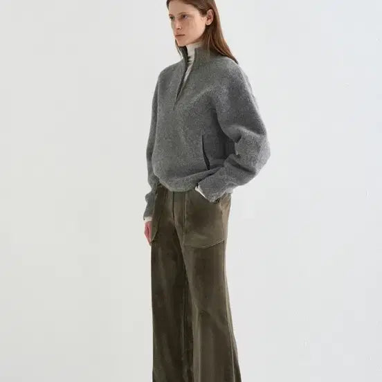 [BUNJANG] 25 System Alpaca Blend Half Zip Knit Top / 25 시스템 알파카 블렌드 하프 집업 니트 탑