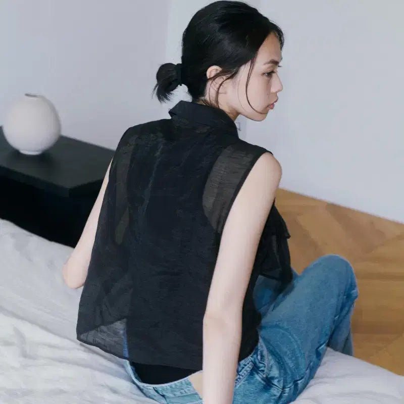 [SOLD OUT] (새상품) ZARA 자라 프릴 세미 시스루탑