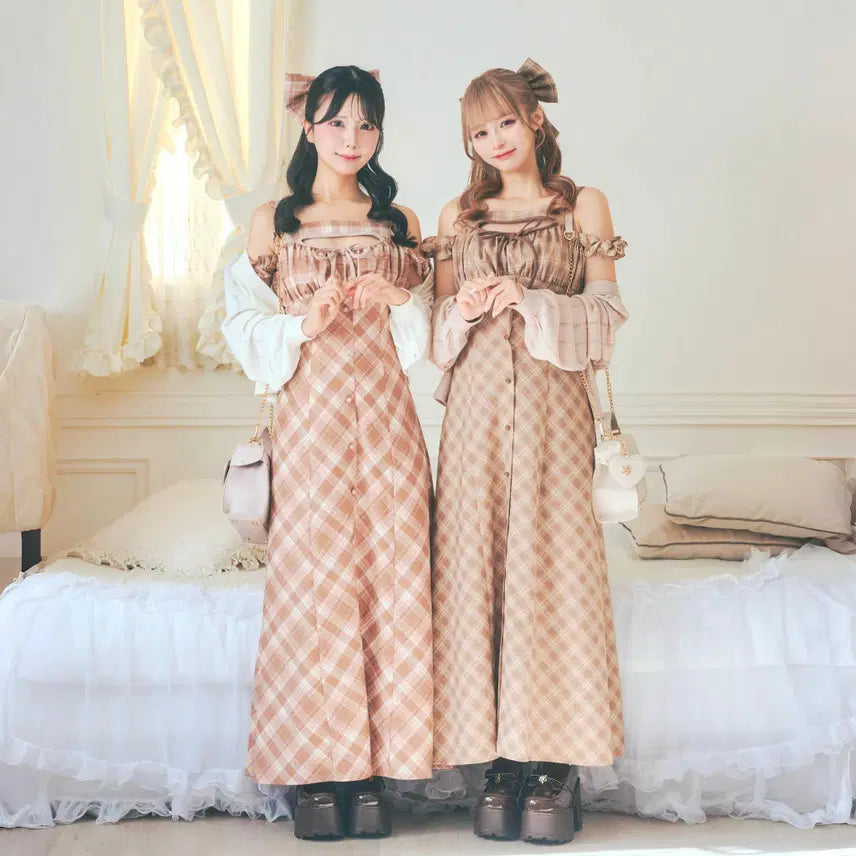 [BUNJANG] Lafary Melty Check Cami Long Dress / Lafary 라파리 멜티 체크 캐미 롱 원피스