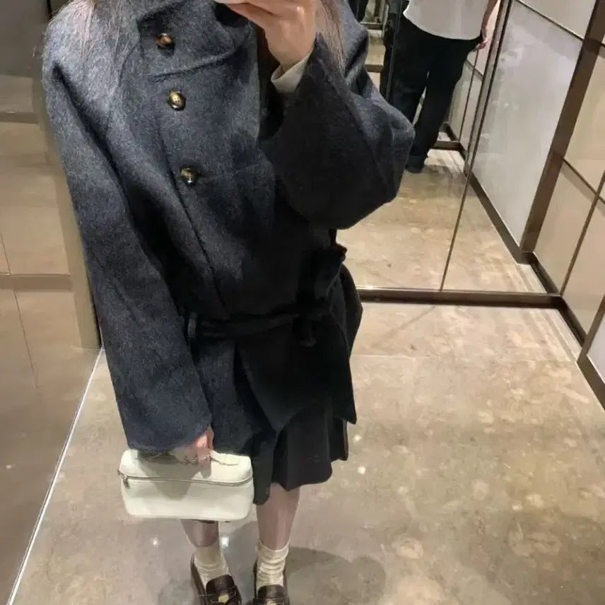 [BUNJANG] Pleated Skirt Gray Wool / 플리츠 스커트 회색 울 소재