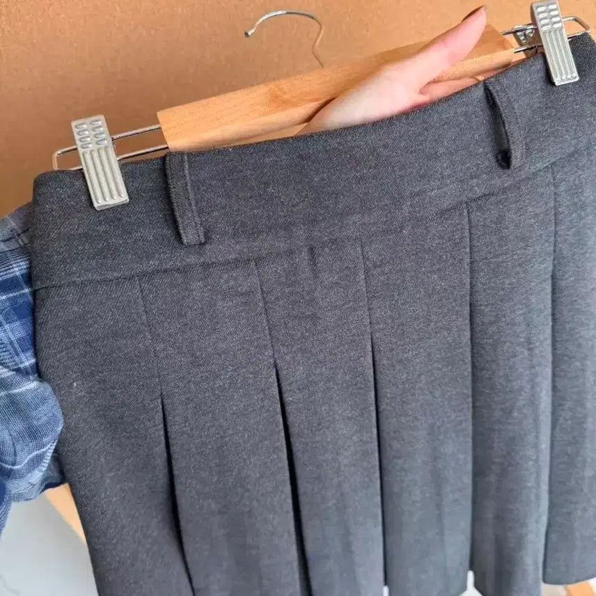 [BUNJANG] Pleated Skirt Gray Wool / 플리츠 스커트 회색 울 소재