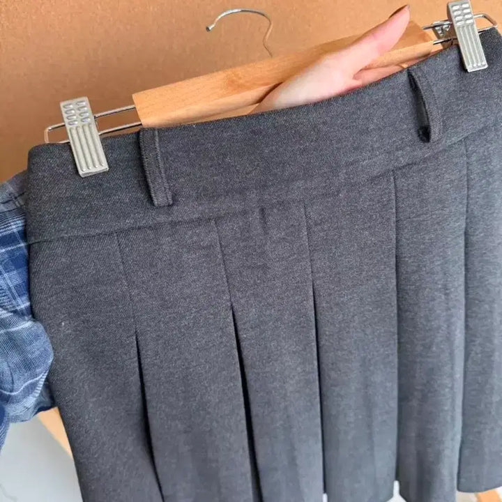 [BUNJANG] Pleated Skirt Gray Wool / 플리츠 스커트 회색 울 소재