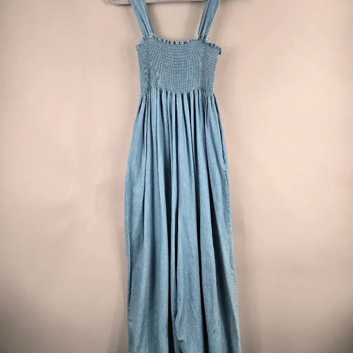 [BUNJANG] Bose 멜빵 Denim Jumpsuit / [무료배송]스모킹 밴딩 멜빵 맥시 레이온 데님 청 점프수트