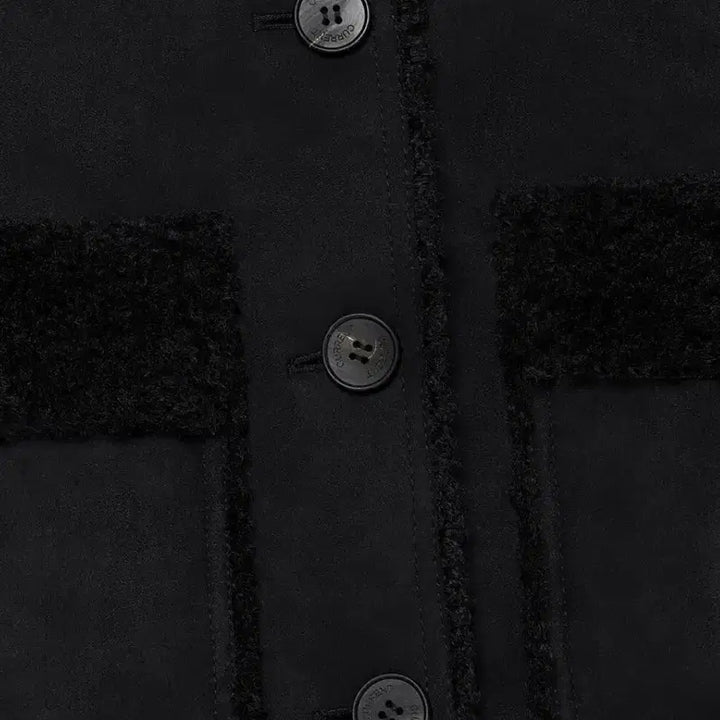 [BUNJANG] Current Fluffy Short Suede Coat Black / 커렌트 플러피 쇼트 스웨이드 코트 블랙 무스탕