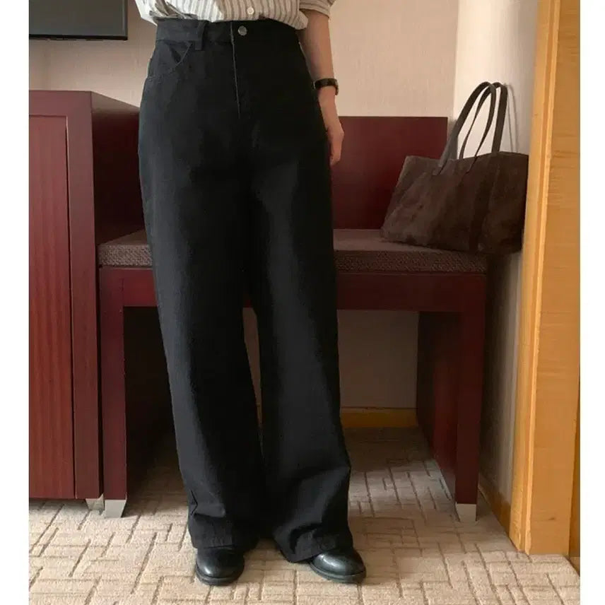 [BUNJANG] Merelyaround Et Wide Long Denim Pants / 메리어라운드 에트 와이드 롱 데님 팬츠 바지 와이드(흑청)