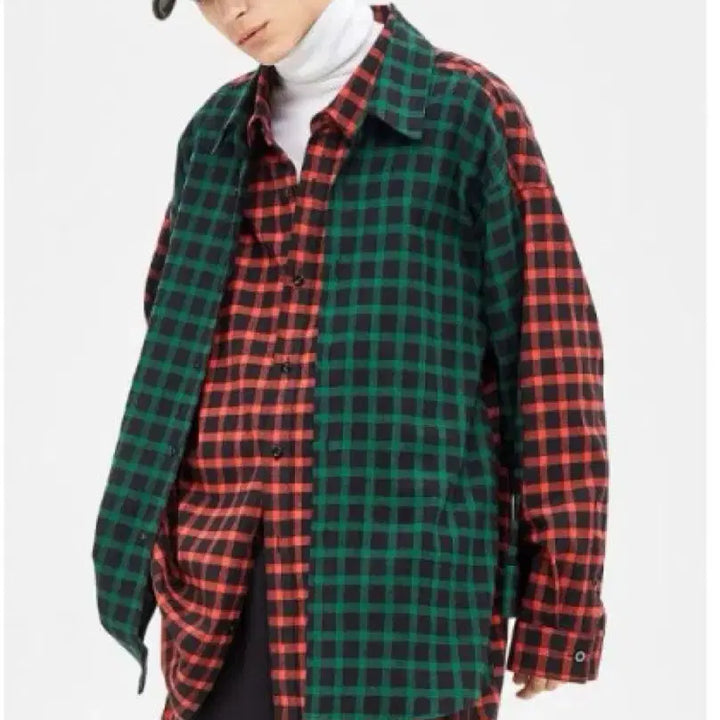 [BUNJANG] SYSTEM HOMME Layered Check Overshirt Jacket / SYSTEM HOMME 19F/W 컬렉션 레이어드 체크 오버핏 셔츠