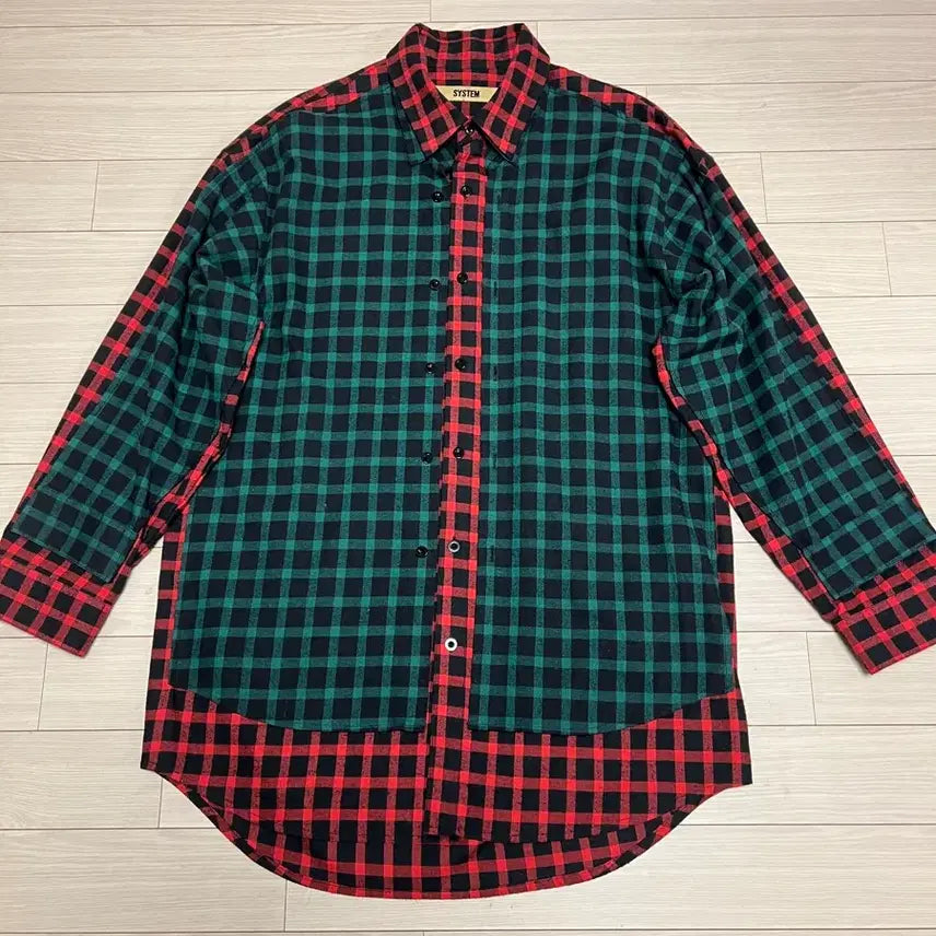 [BUNJANG] SYSTEM HOMME Layered Check Overshirt Jacket / SYSTEM HOMME 19F/W 컬렉션 레이어드 체크 오버핏 셔츠