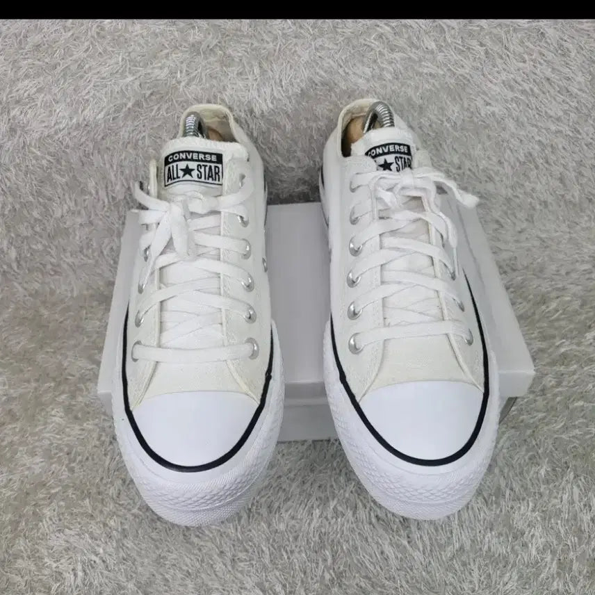 [BUNJANG] Converse All Star Platform White Sneakers (240) / 컨버스 올스타 플랫폼 화이트 스니커즈 240