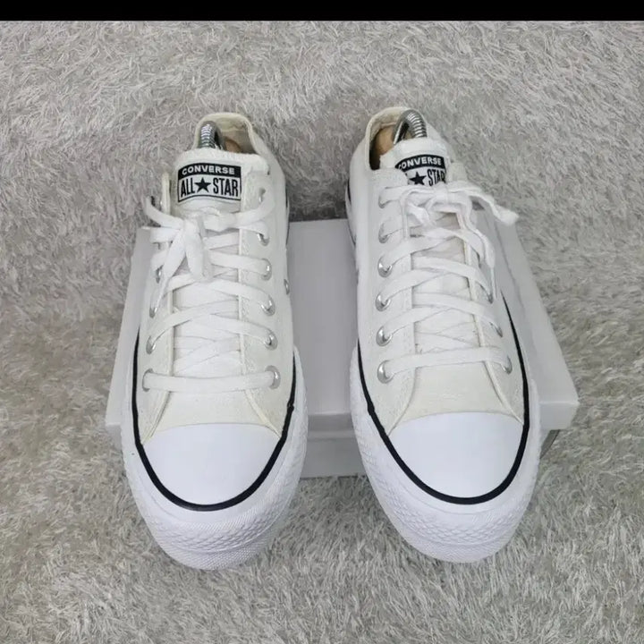 [BUNJANG] Converse All Star Platform White Sneakers (240) / 컨버스 올스타 플랫폼 화이트 스니커즈 240