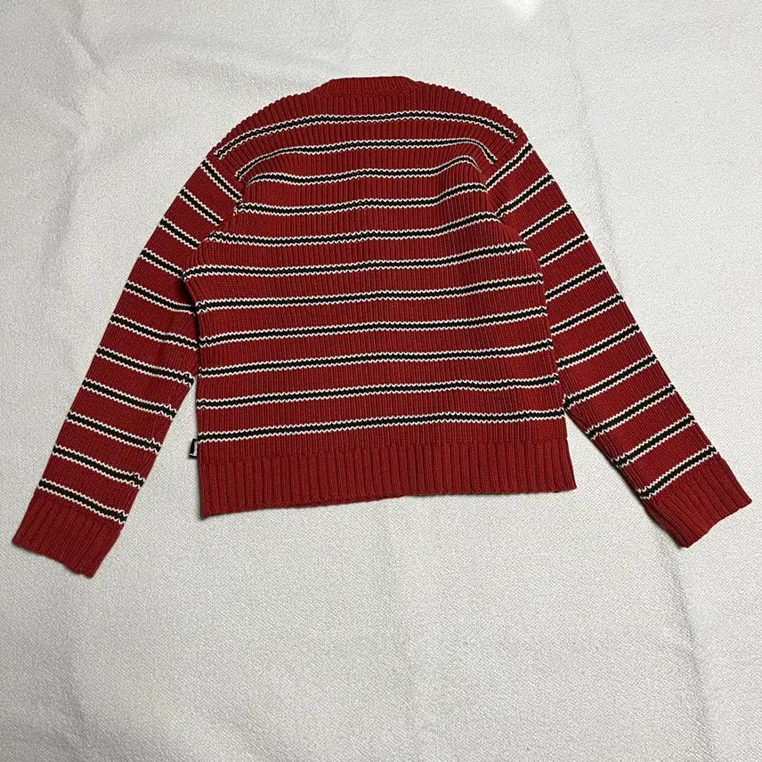 [SOLD OUT] 스투시 스트라이프 니트 크루넥 레드