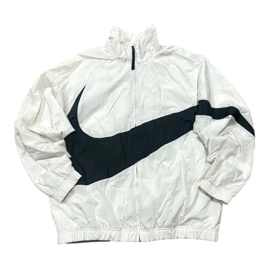[BUNJANG] Nike Big Swoosh White and Black Woven Windbreaker / (바배) 나이키 빅스우시 흰검 우븐 바람막이