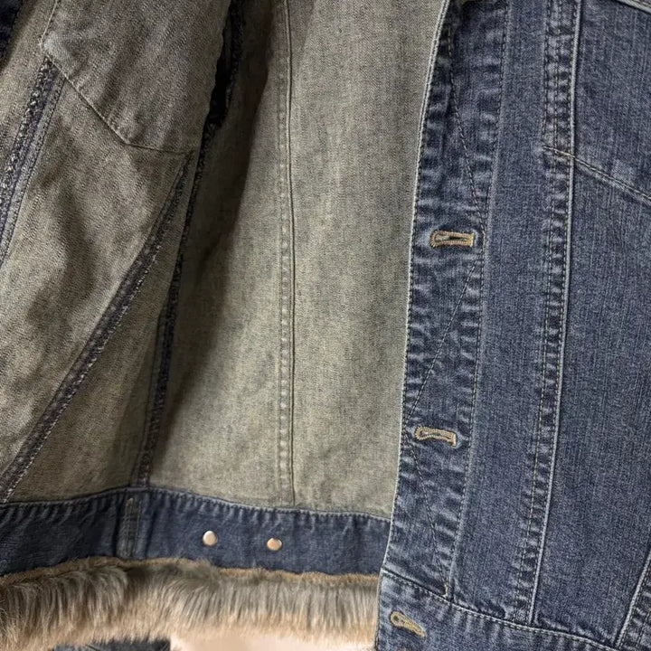 [BUNJANG] DKNY Y2K Denim Jacket with Fur Trim / 빈티지 Dkny jeans y2k 데님자켓 퍼자켓 퍼트리밍 데님자켓