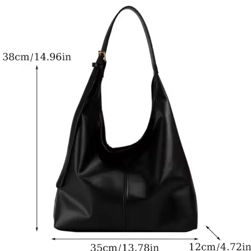 [BUNJANG] Black Leather Tote Bag / 블랙 레더 토트백