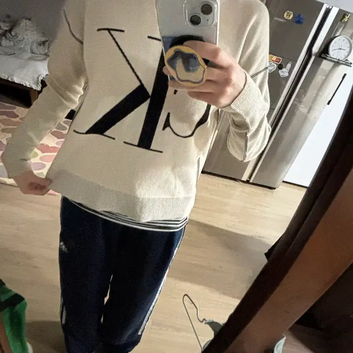 [BUNJANG] Calvin Klein CK Logo Knit Ivory / 캘빈클라인 CK 로고 니트 아이보리