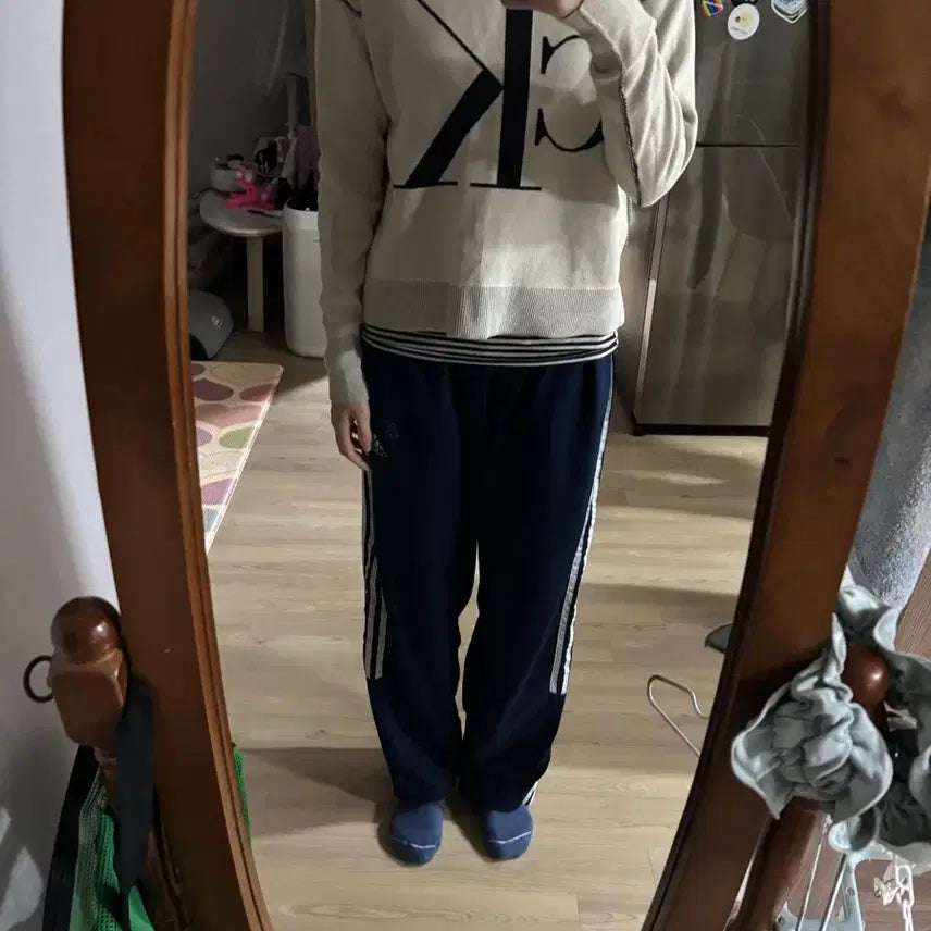 [BUNJANG] Calvin Klein CK Logo Knit Ivory / 캘빈클라인 CK 로고 니트 아이보리