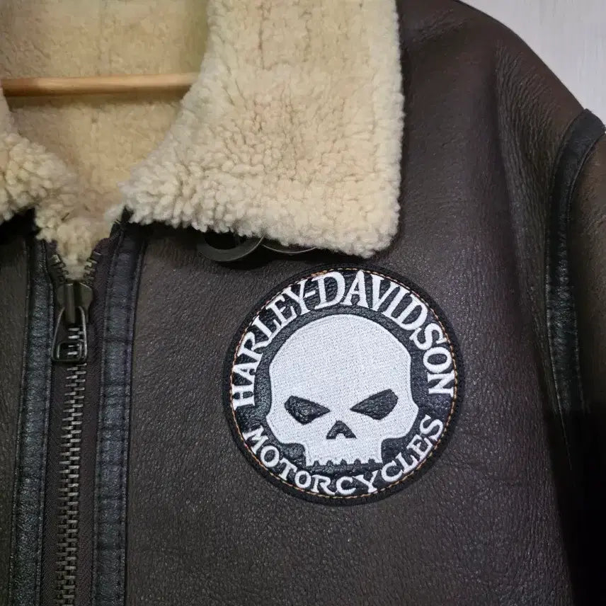 [BUNJANG] Harley-Davidson Brown Leather Shearling Jacket / 할리데이비슨 무스탕 자켓 브라운리얼 가죽