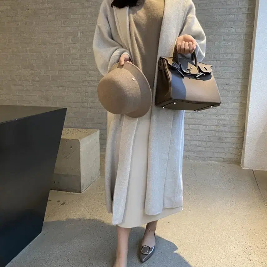 [BUNJANG] Fox Shawl Long Knit Coat / 폭스 숄 롱니트 코트