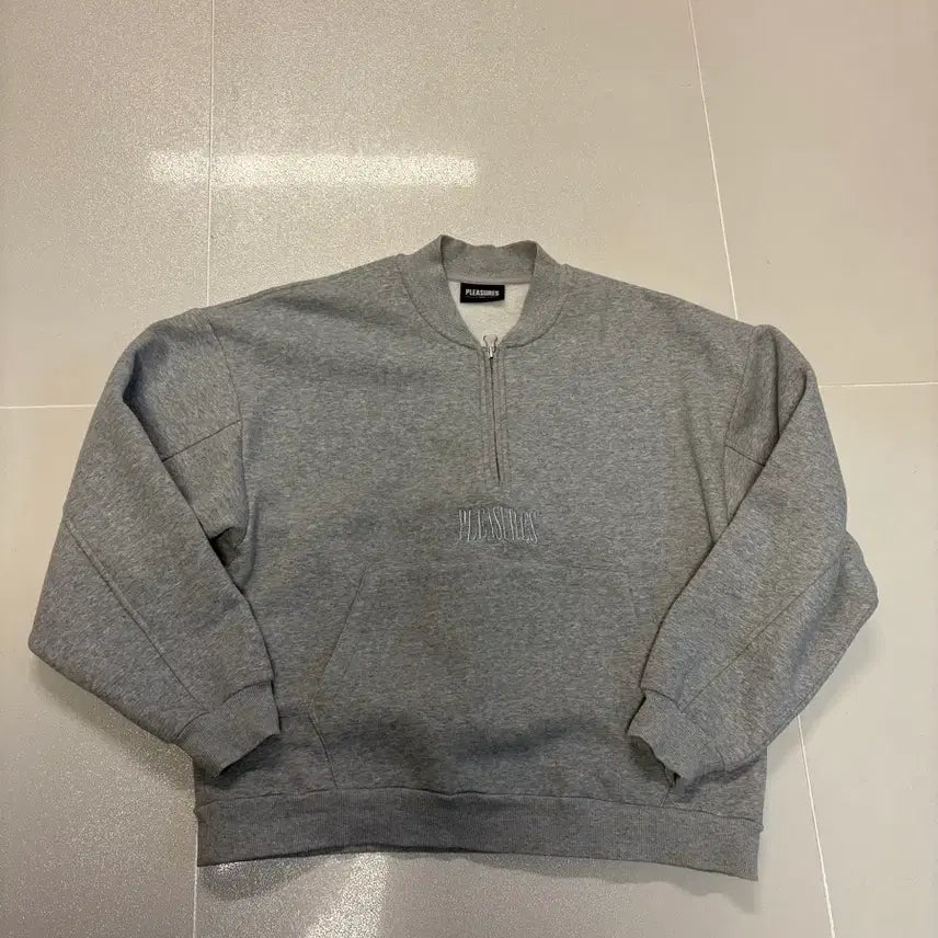 [BUNJANG] PLEASURES Grey Half-Zip Sweatshirt / PLEASURES 플레져스 그레이 하프집업 맨투맨