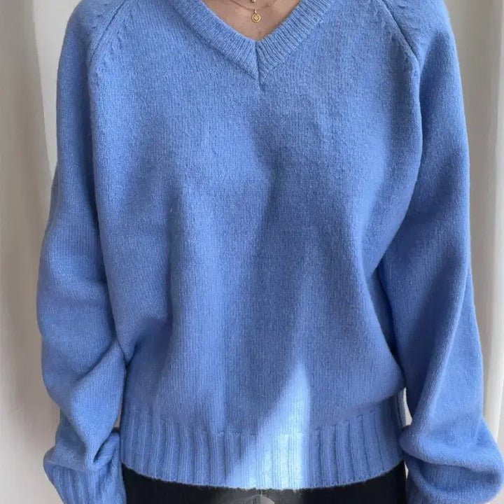[BUNJANG] V-neck Knit Sweater / (새상품) 소라색 브이넥 니트 처분합니다