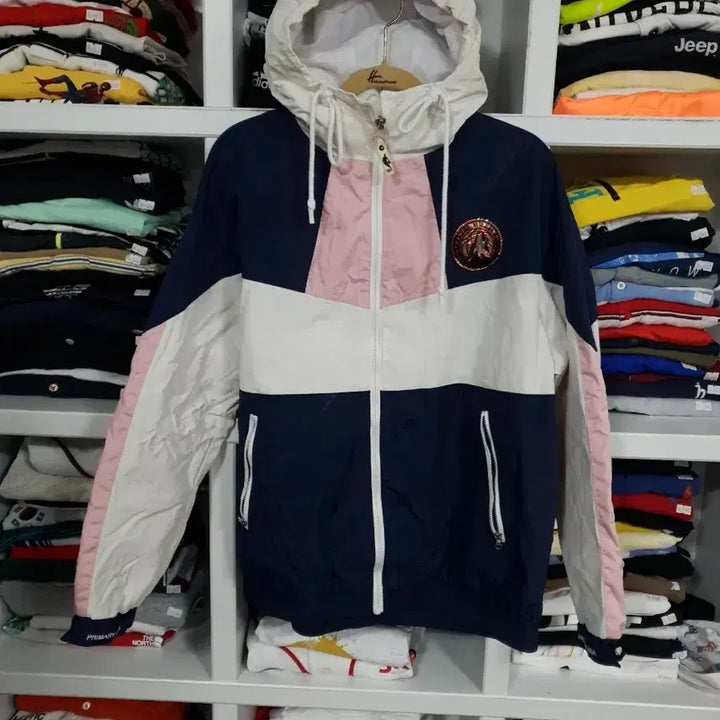 [BUNJANG] F Block Windbreaker Jacket / 컬러 F 블록 후드 바람막이 자켓