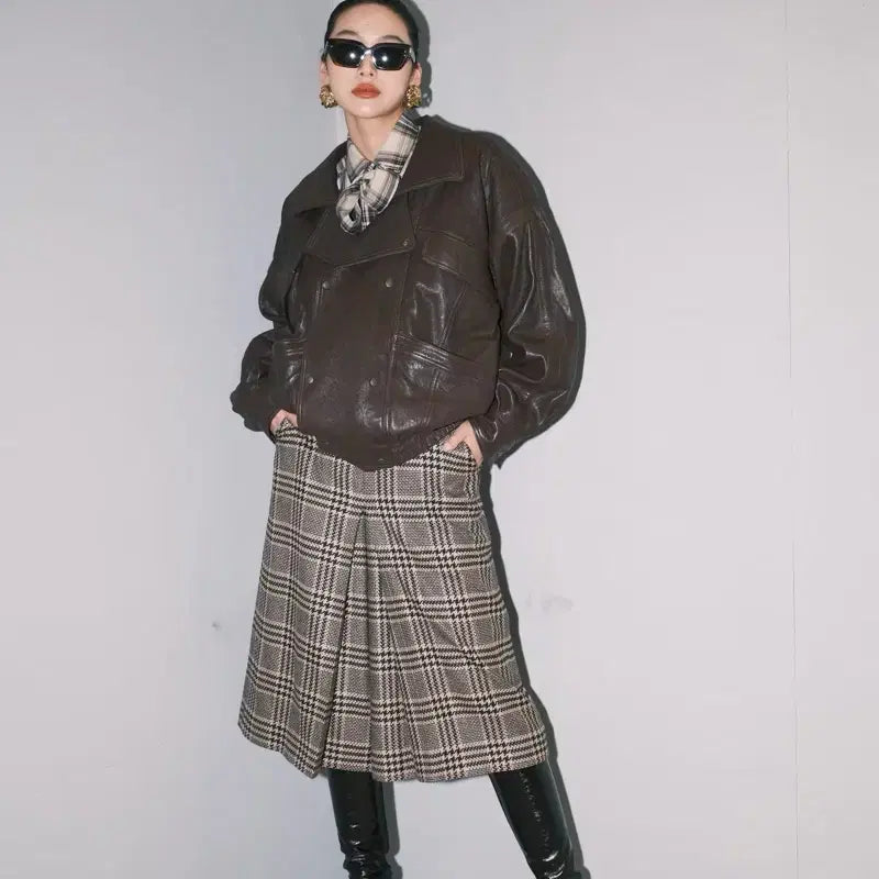 [BUNJANG] Saint Laurent Brown Leather Jacket / 생로랑 가죽자켓