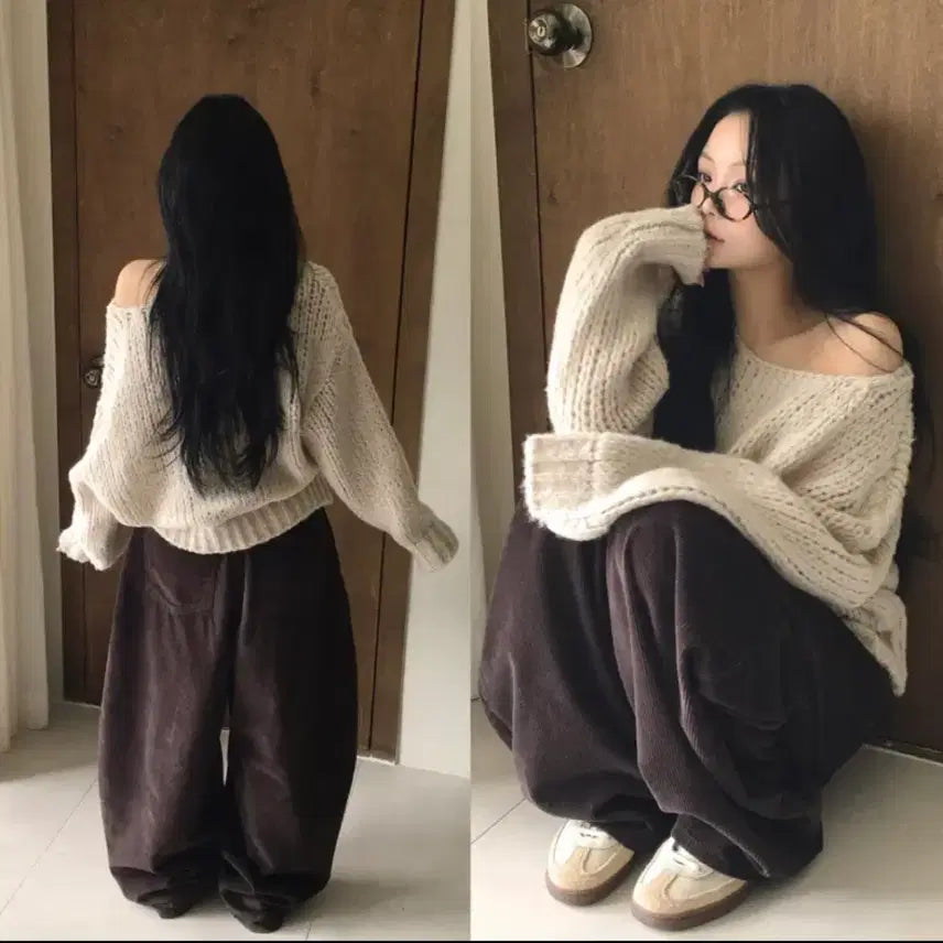 [BUNJANG] Beige Long-Sleeve Knit Sweater / 베이지 긴팔 니트